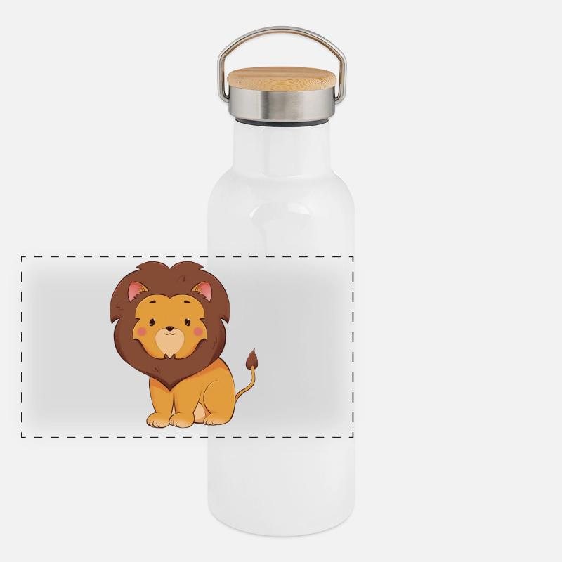 Lion Gourde isotherme avec bouchon en bambou