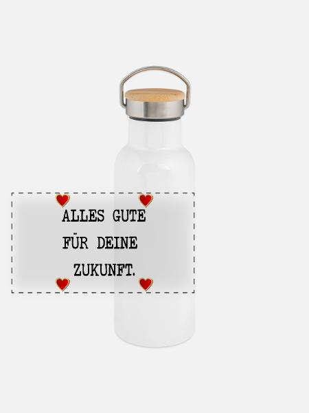 ABSCHIED ALLES GUTE ZUKUNFT - Panorama Thermosflasche mit Bambusdeckel - Weiß