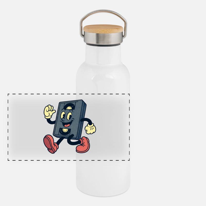Happy VHS cassette Panoramic Thermal Bottle with Bamboo Lid