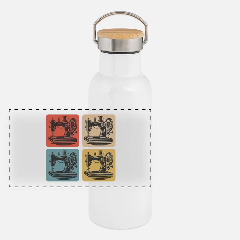 Machine à coudre vintage Gourde isotherme avec bouchon en bambou