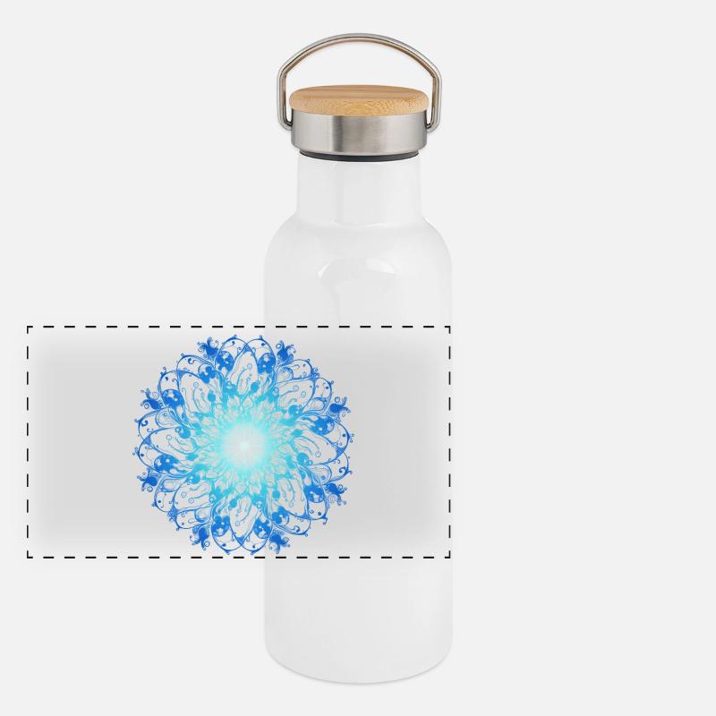 Ozean Mandala Panorama Thermosflasche mit Bambusdeckel