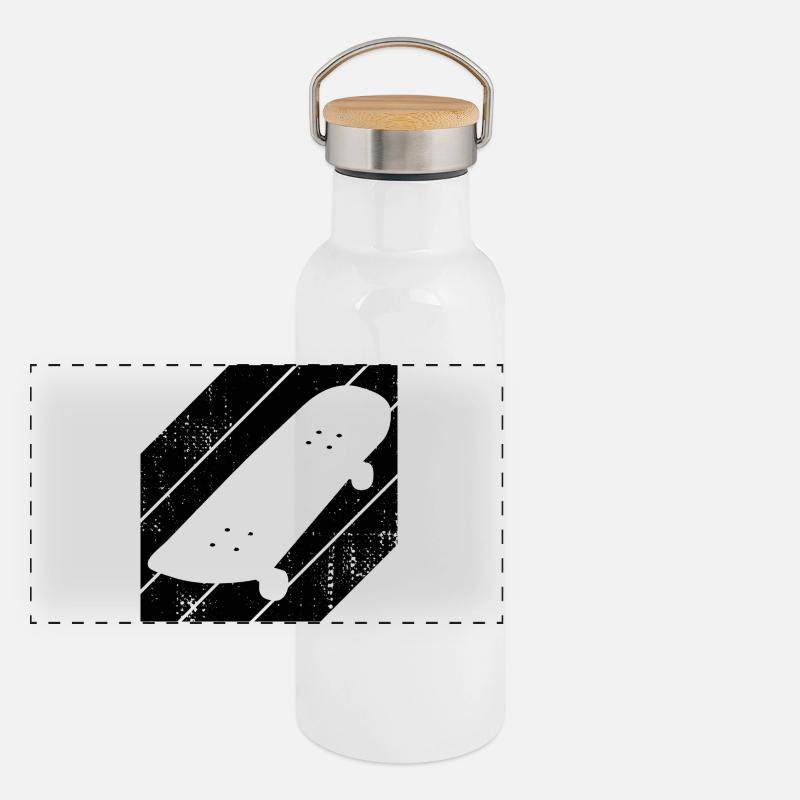 Skateboard Panoramic Thermal Bottle with Bamboo Lid