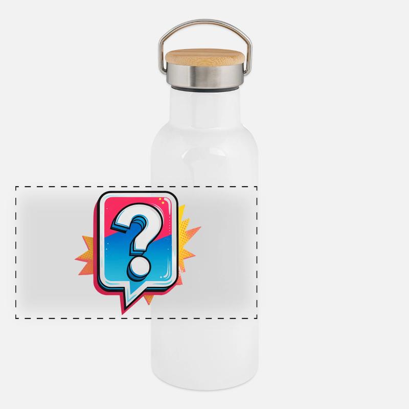 Fragezeichen Panorama Thermosflasche mit Bambusdeckel