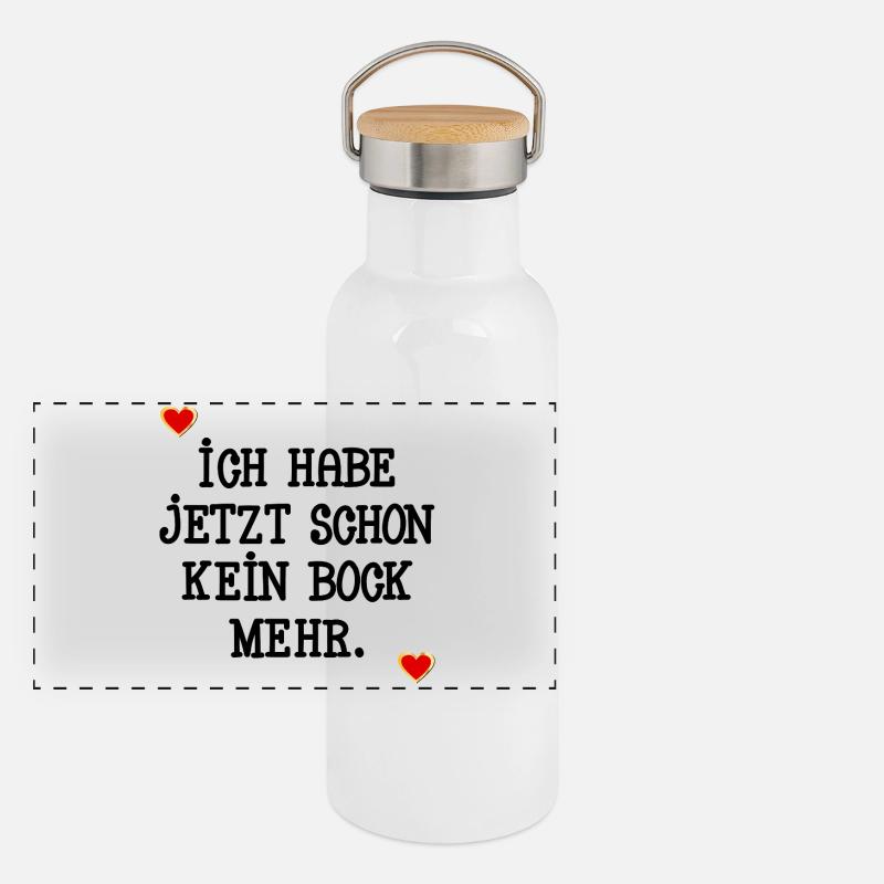 MOTIVATION KEIN BOCK Panorama Thermosflasche mit Bambusdeckel
