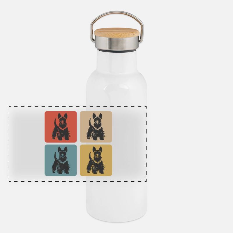 Scottish Terrier Vintage Design Panorama Thermosflasche mit Bambusdeckel