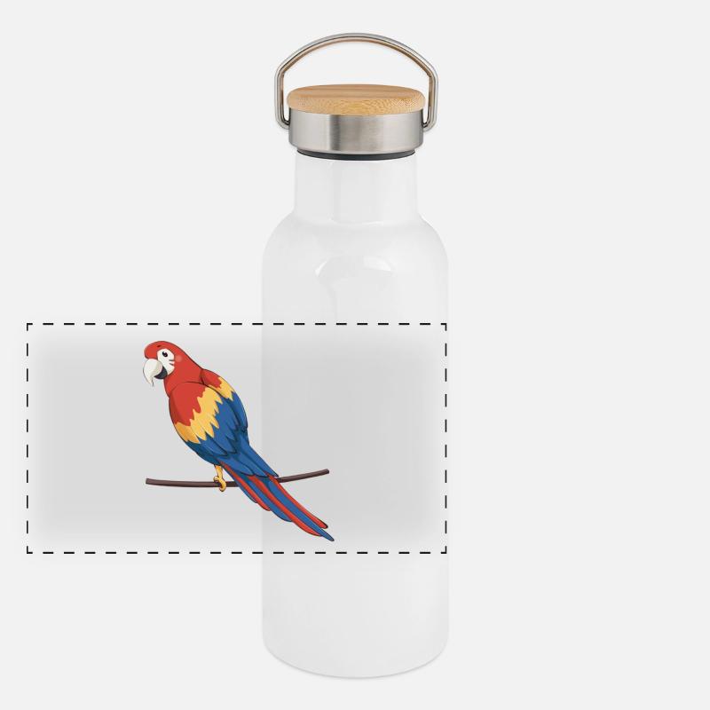 Papagei Panorama Thermosflasche mit Bambusdeckel