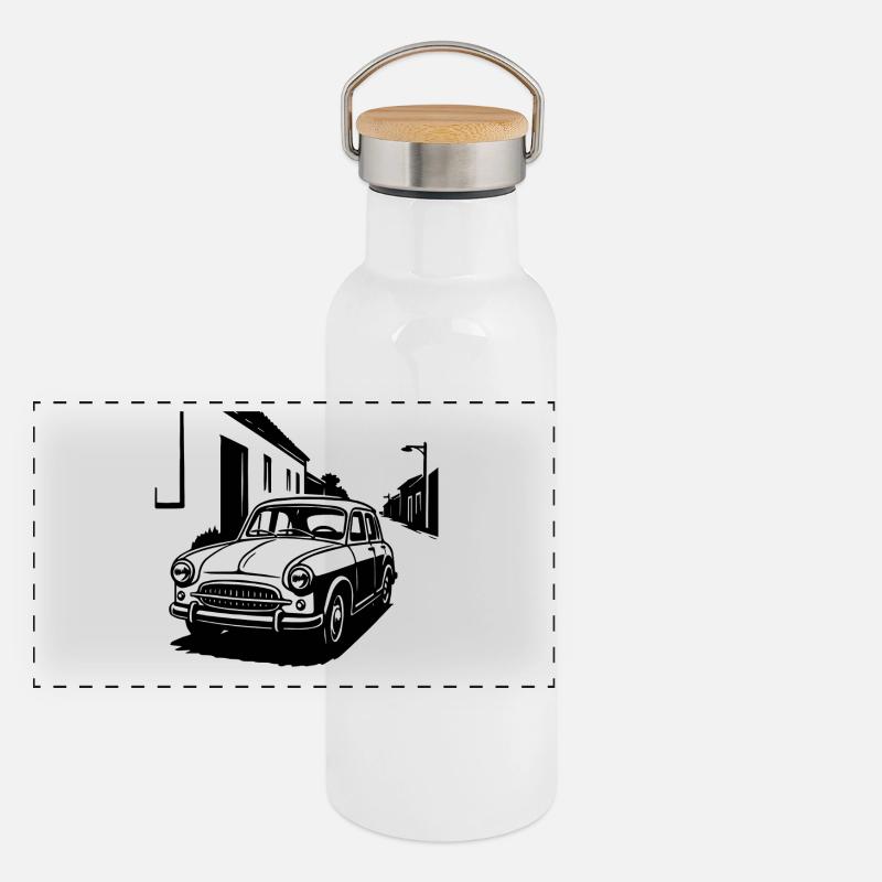 Wirtschaftswunder-Klassiker Panorama Thermosflasche mit Bambusdeckel