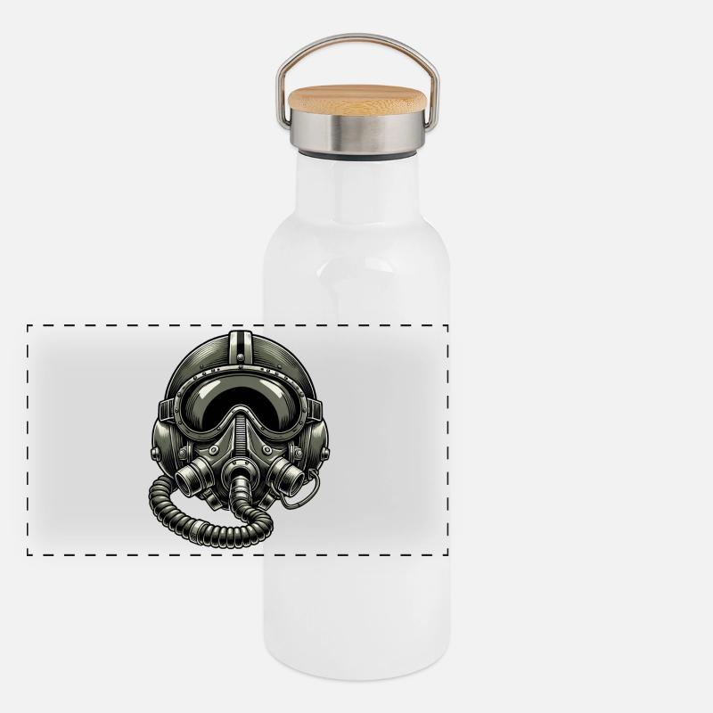 Casque de pilote vintage Gourde isotherme avec bouchon en bambou