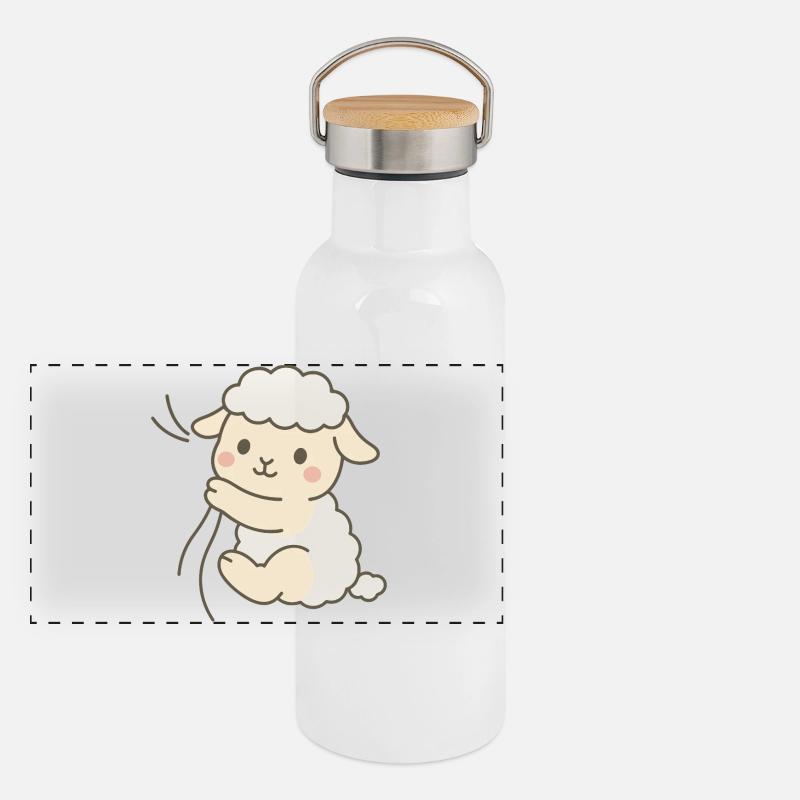 Cuddle Lamb Love Panorama Thermosflasche mit Bambusdeckel