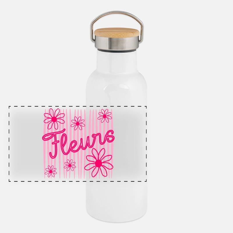 Blumen Panorama Thermosflasche mit Bambusdeckel