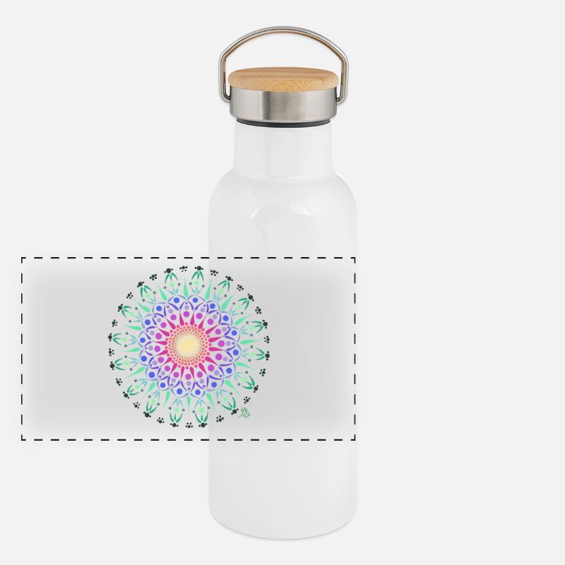 Mandala Lebensfreude Panorama Thermosflasche mit Bambusdeckel