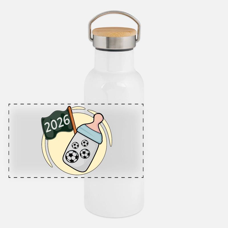 BÉBÉ 2026 BOUTEILLE SOCCER Gourde isotherme avec bouchon en bambou