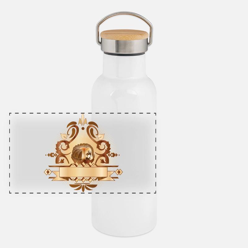 Motif de gâteau marbré décoré d’ornements Gourde isotherme avec bouchon en bambou