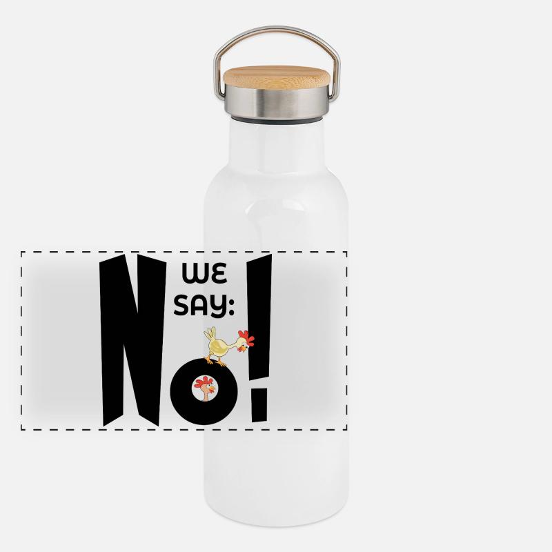 DRÔLE DE PROTESTATION PAS DE POULET Gourde isotherme avec bouchon en bambou