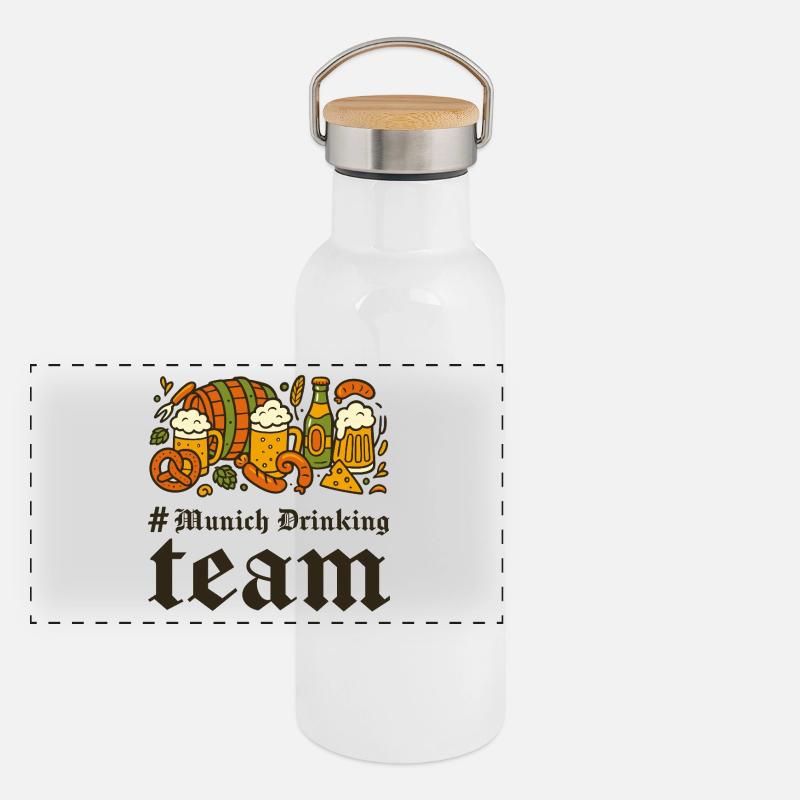 Münchner Biergarten Fest Design Panorama Thermosflasche mit Bambusdeckel