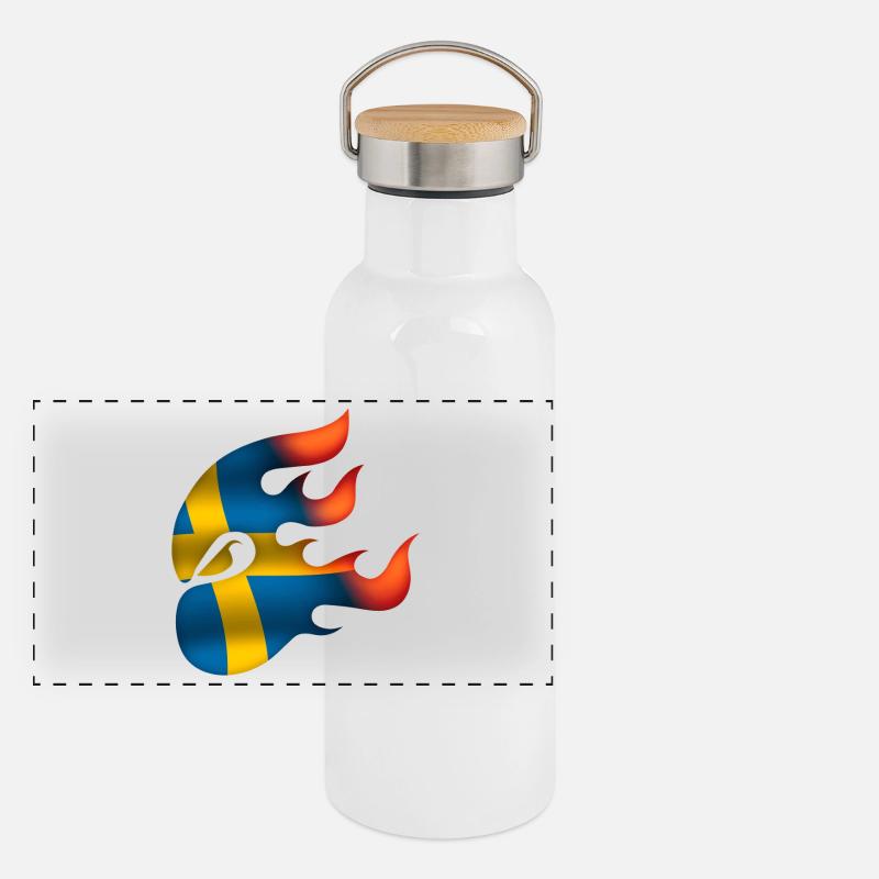 Drapeau de la Suède - Suède - Ninja Gourde isotherme avec bouchon en bambou