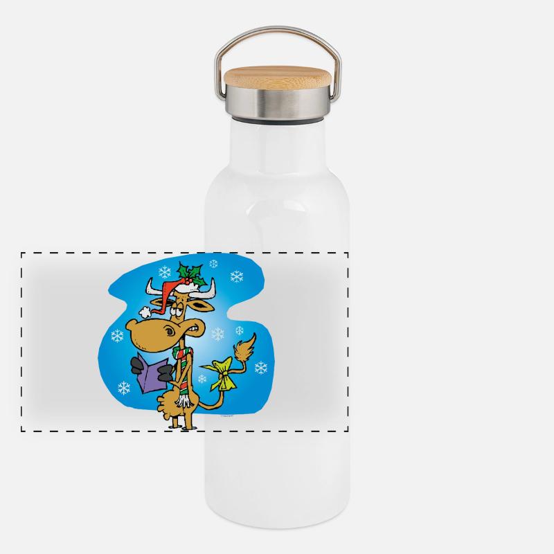 Vache Père Noël *drôle* Gourde isotherme avec bouchon en bambou
