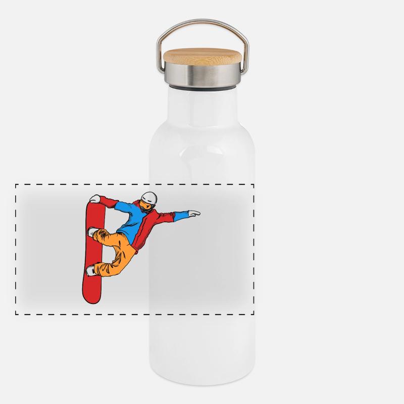 Snowboarders Panoramic Thermal Bottle with Bamboo Lid