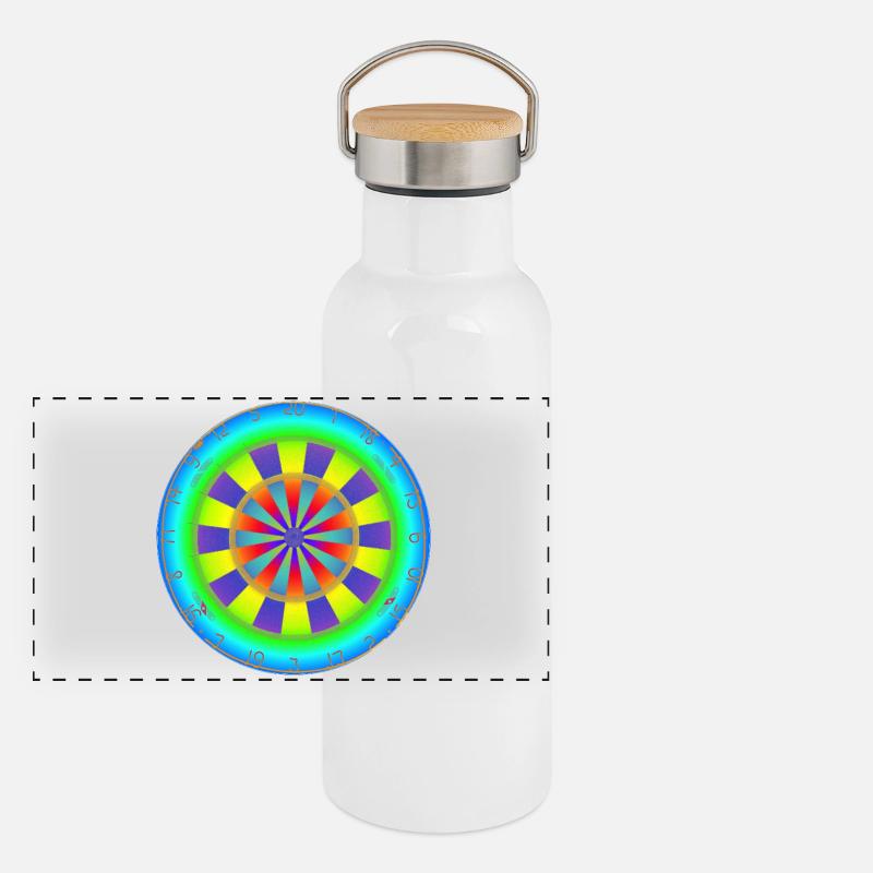 Dartboard Rainbow Panorama Thermosflasche mit Bambusdeckel