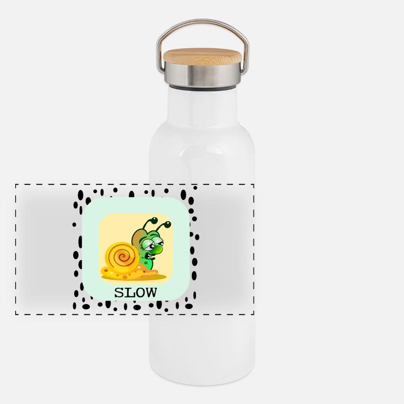 LANGSAME SCHNECKE Panorama Thermosflasche mit Bambusdeckel