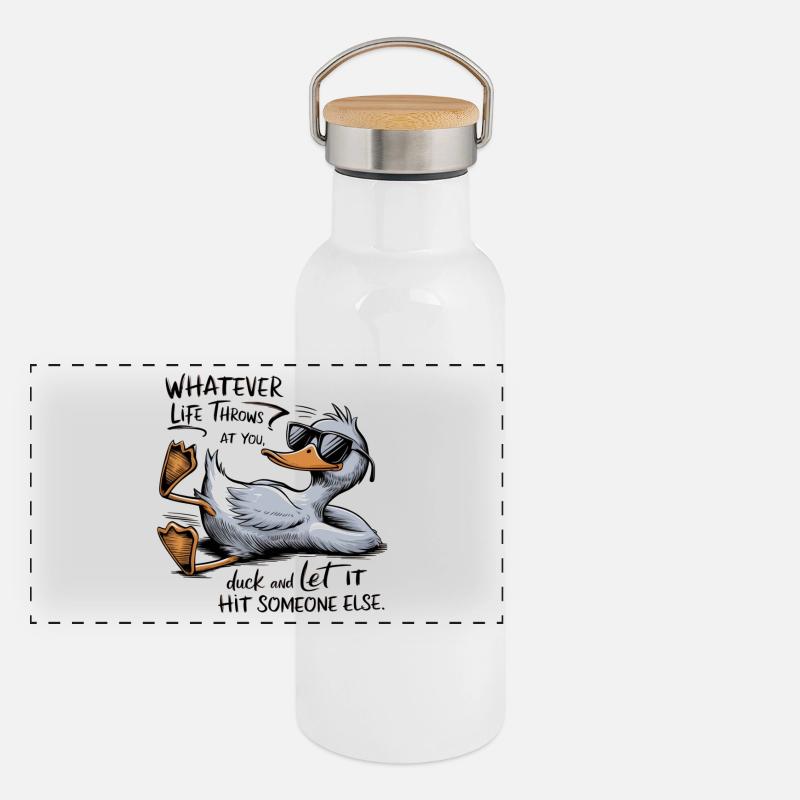 Sassy Goose with Glasses and Text Panoramic Thermal Bottle with Bamboo Lid
