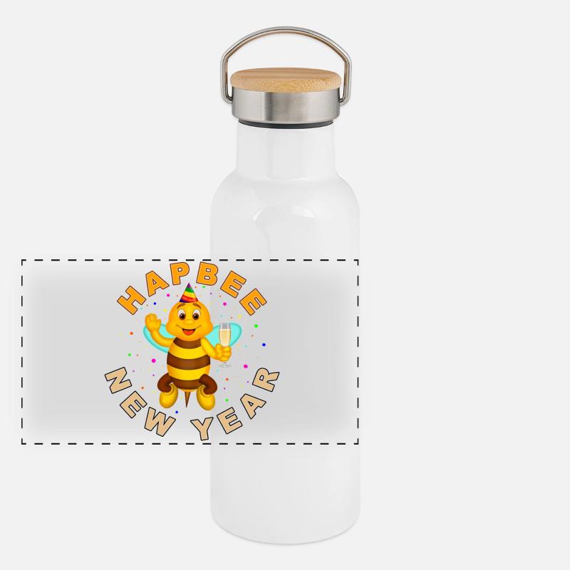 HAPBEE Neujahr mit Text Panorama Thermosflasche mit Bambusdeckel