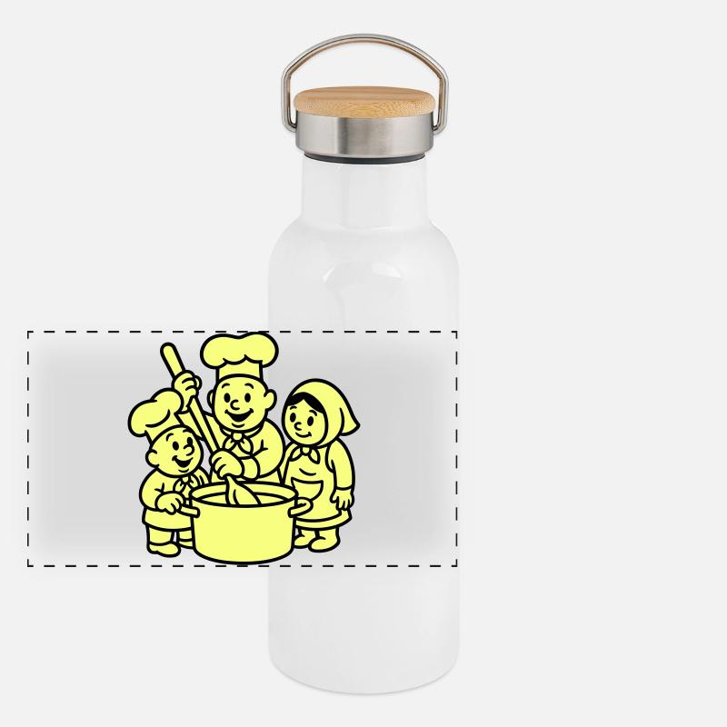 Trois chefs mignons Gourde isotherme avec bouchon en bambou
