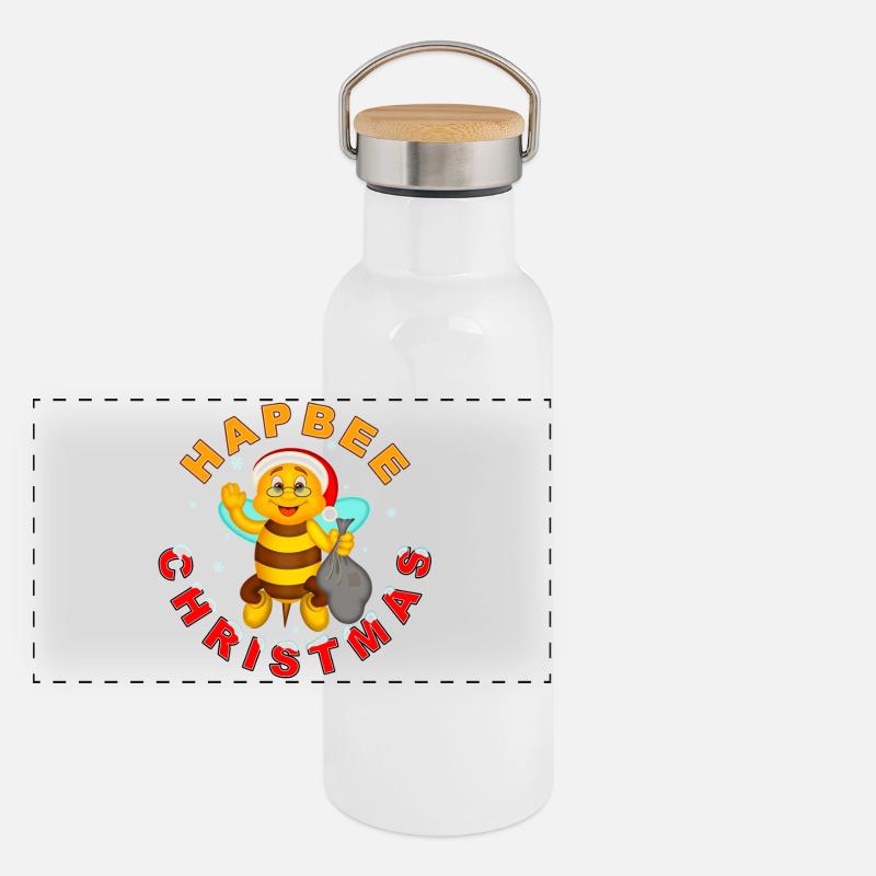 HAPBEE Weihnachten mit Text 2 Panorama Thermosflasche mit Bambusdeckel