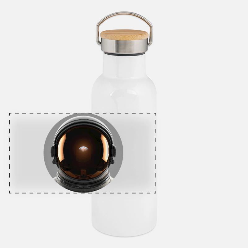 Vue de la Terre en combinaison spatiale Gourde isotherme avec bouchon en bambou