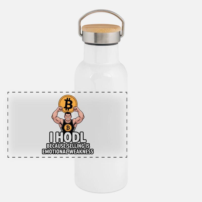 Bitcoin HODL Motivational Design Panoramic Thermal Bottle with Bamboo Lid