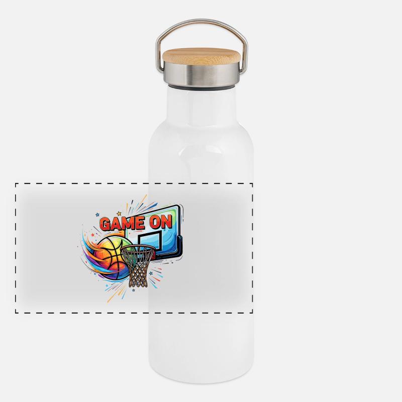 Game on Panorama Thermosflasche mit Bambusdeckel