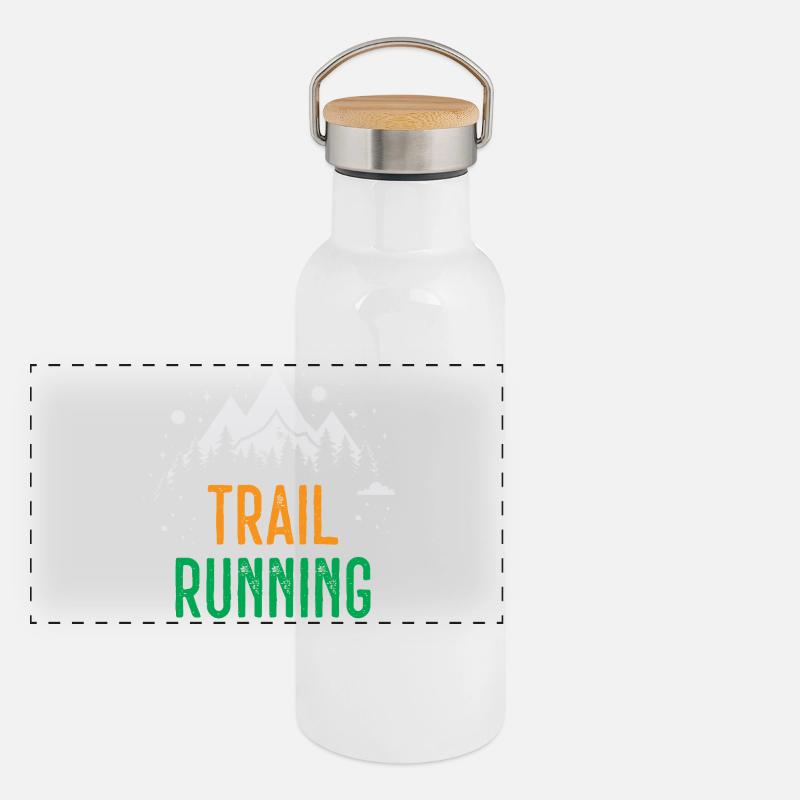 Trail Running  - Panoramic Thermal Bottle with Bamboo Lid - white