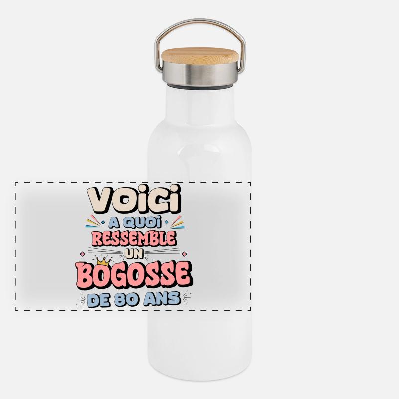 80th Birthday Humor Panoramic Thermal Bottle with Bamboo Lid