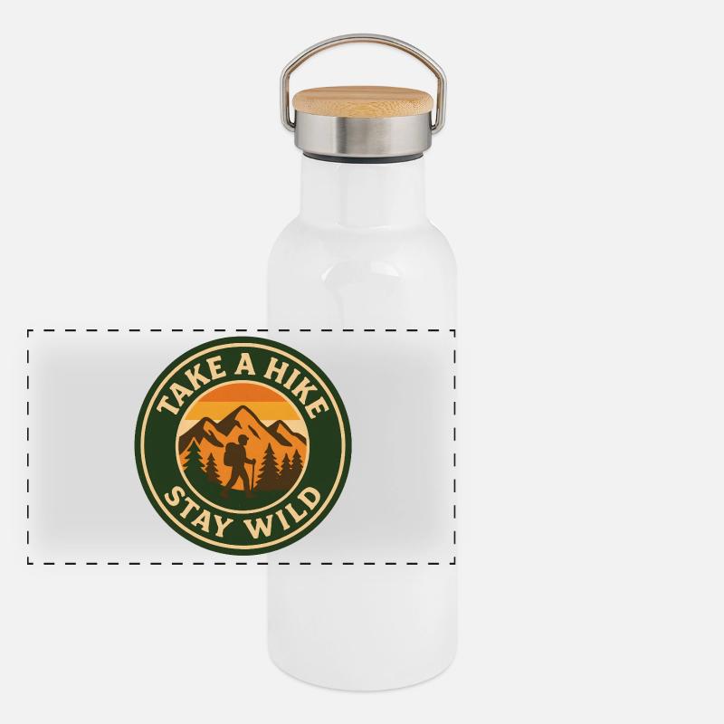 Faites une randonnée - Restez sauvage Gourde isotherme avec bouchon en bambou