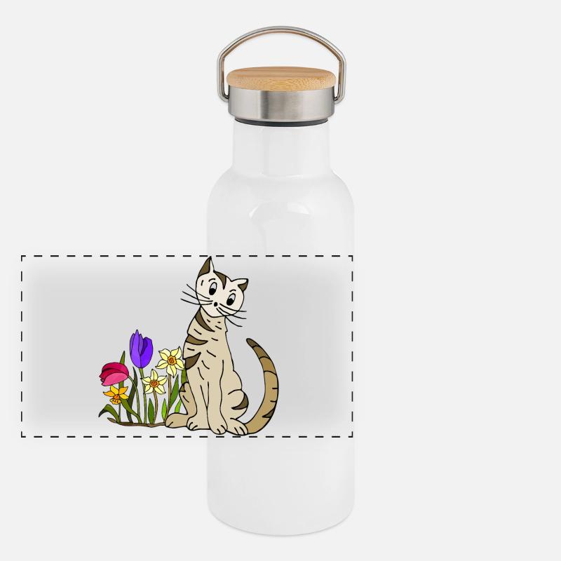 Katze Panorama Thermosflasche mit Bambusdeckel
