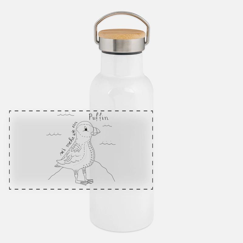 Macareux moine joueur Gourde isotherme avec bouchon en bambou