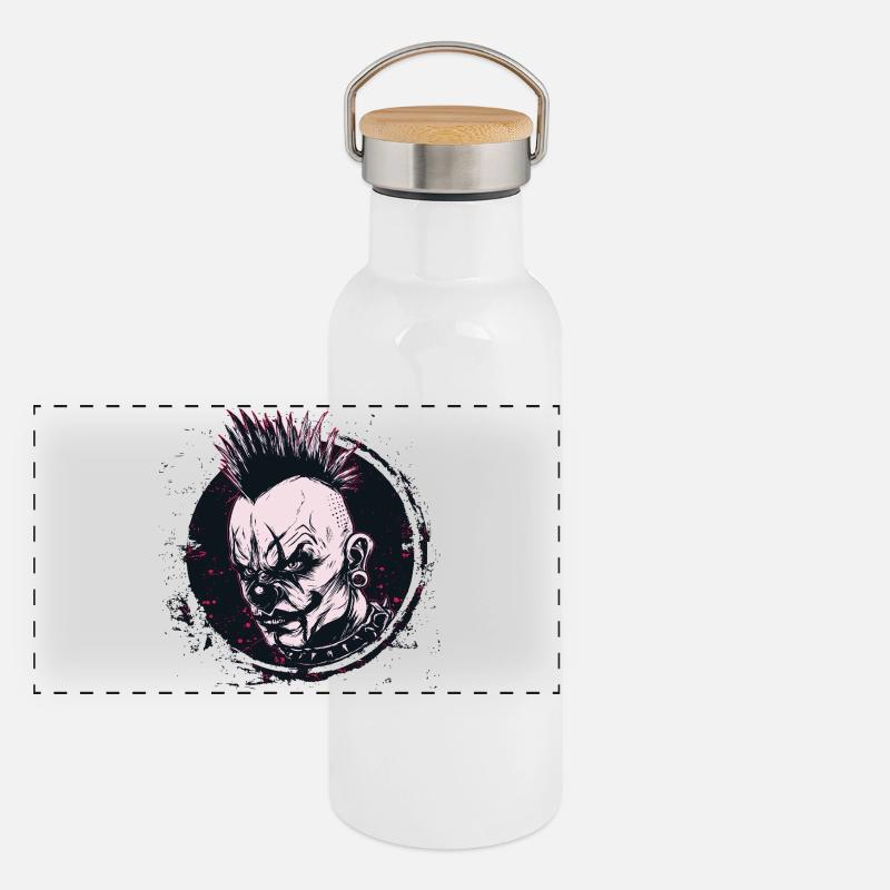 scary mohawk clown  Panorama Thermosflasche mit Bambusdeckel