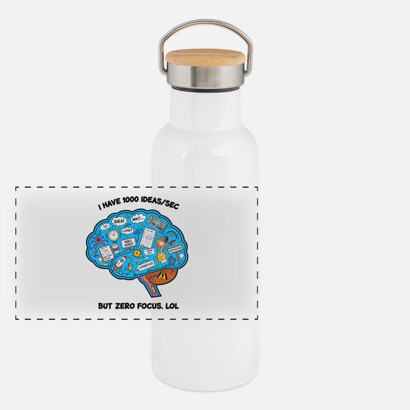 Creative Brainstorming Illustration Panoramic Thermal Bottle with Bamboo Lid