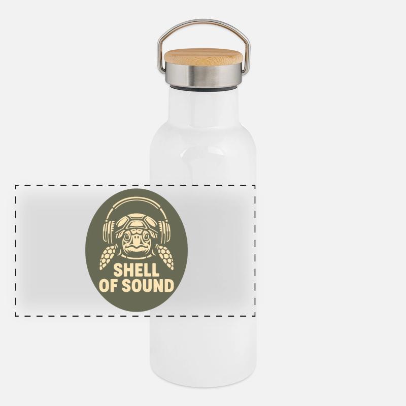 Turtle with headphones Panoramic Thermal Bottle with Bamboo Lid