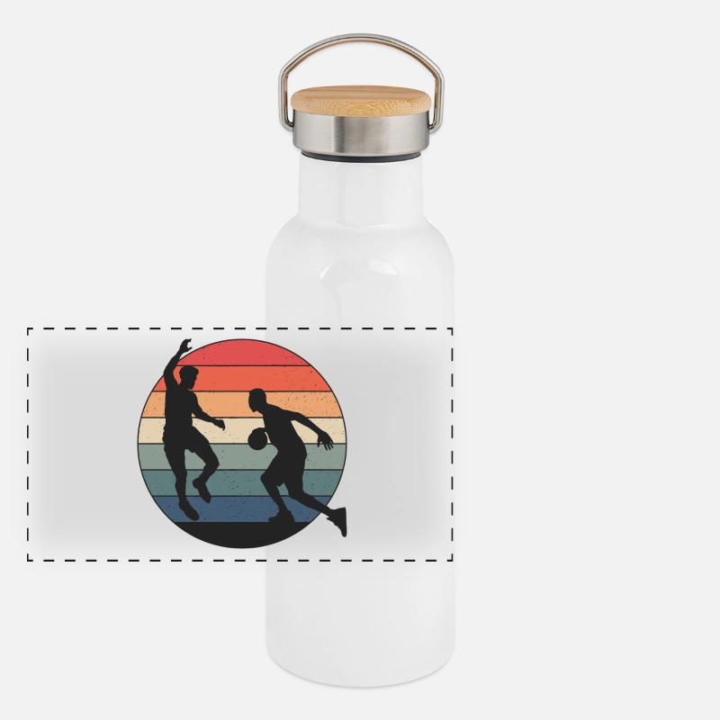 Basketball - playing all day Panoramic Thermal Bottle with Bamboo Lid