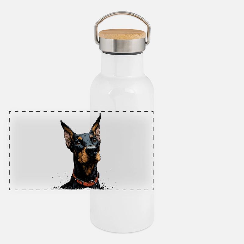 Doberman cool Gourde isotherme avec bouchon en bambou