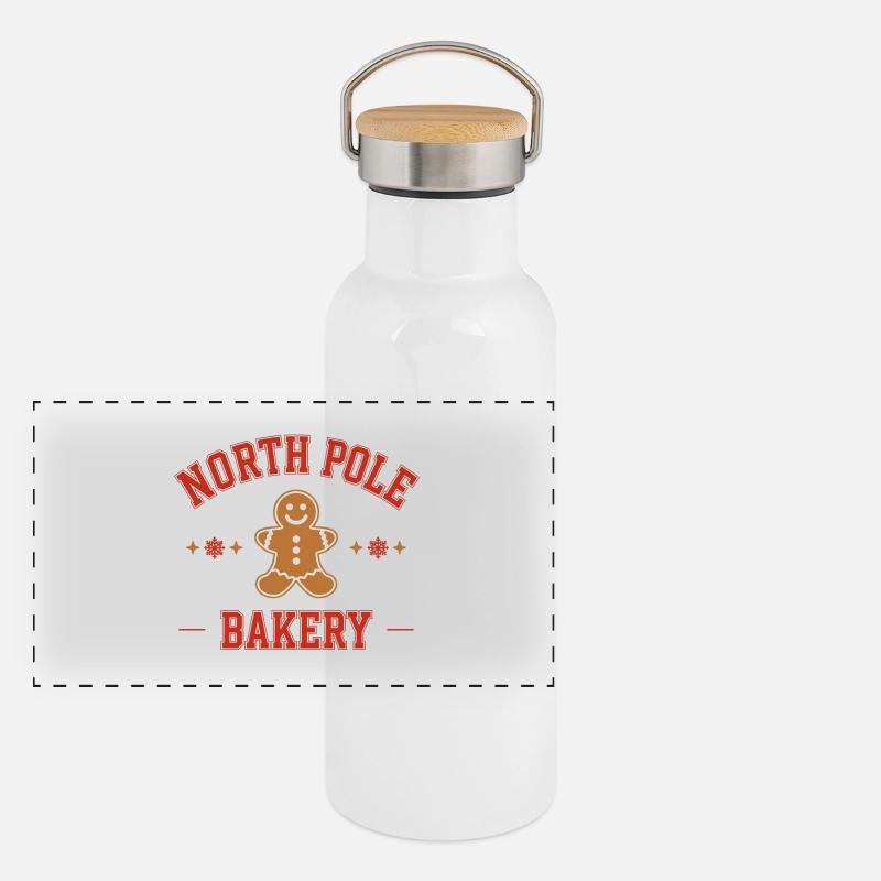 College Style Gingerbread Man – North Pole Bakery Panoramic Thermal Bottle with Bamboo Lid
