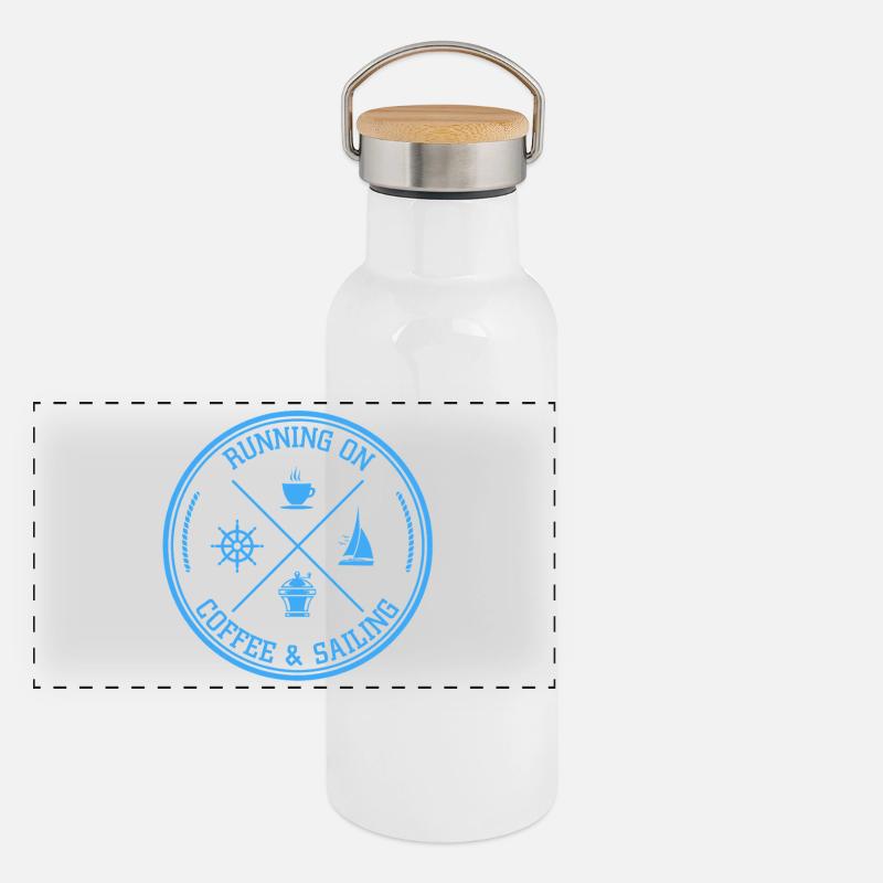 Coffee and Sailing Nautical Quote Panoramic Thermal Bottle with Bamboo Lid