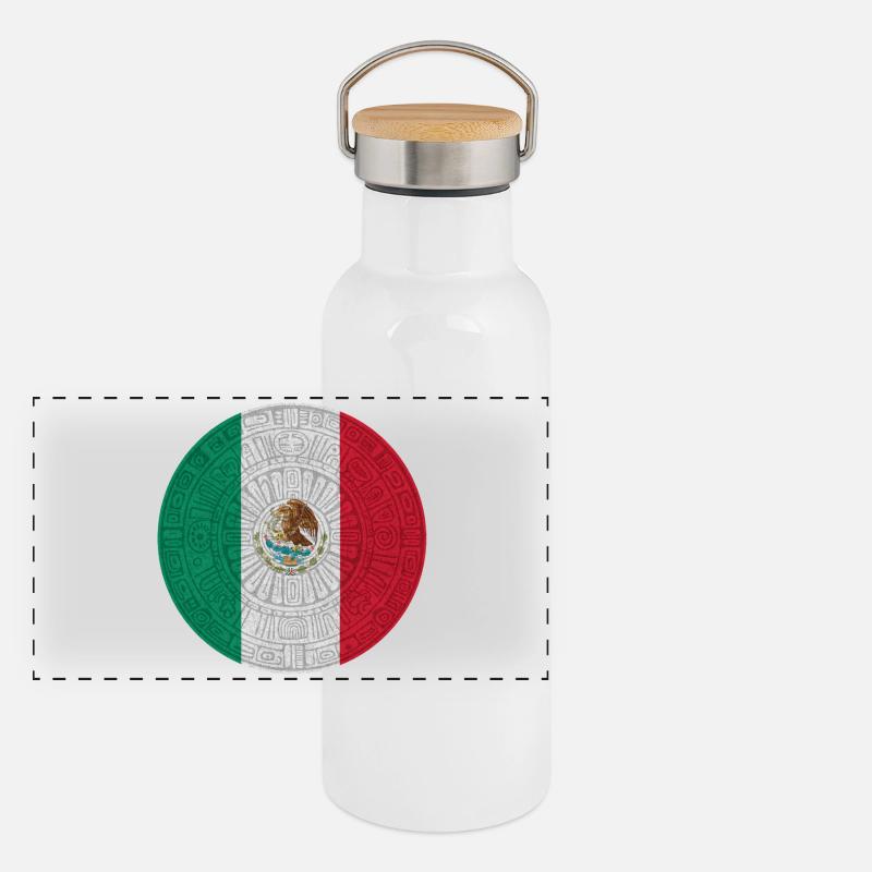 Drapeau mexicain style piétinement Gourde isotherme avec bouchon en bambou