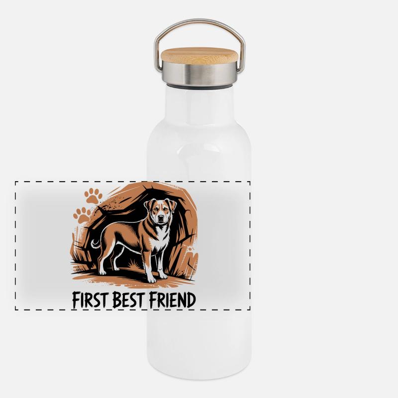 Erster bester Freund Panorama Thermosflasche mit Bambusdeckel