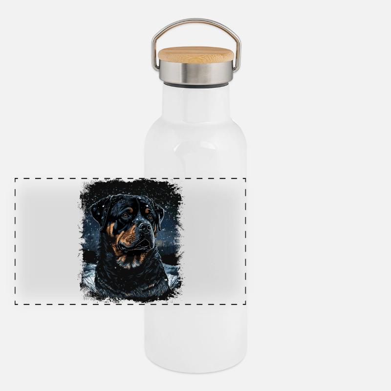 Rottweiler Dog Panoramic Thermal Bottle with Bamboo Lid