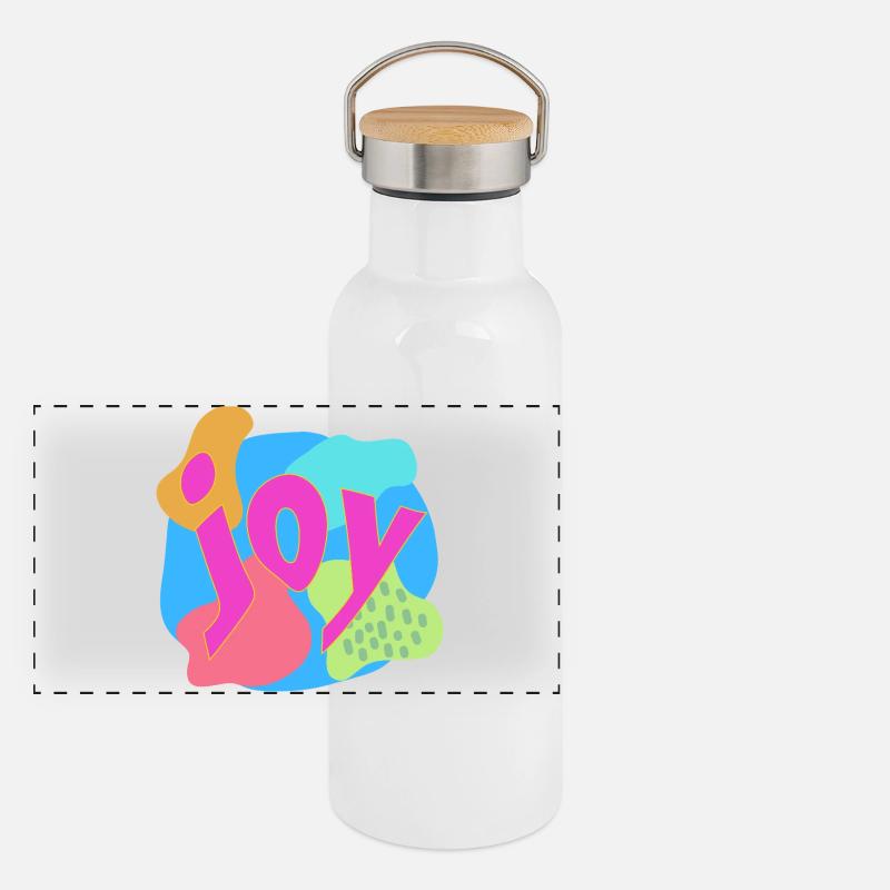 Lebendige Joy-Expression im Pop-Art-Stil Panorama Thermosflasche mit Bambusdeckel