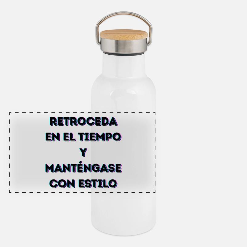 Retro Style Over Time Panoramic Thermal Bottle with Bamboo Lid