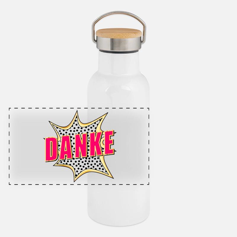 MERCI MERCI POP-ART Gourde isotherme avec bouchon en bambou