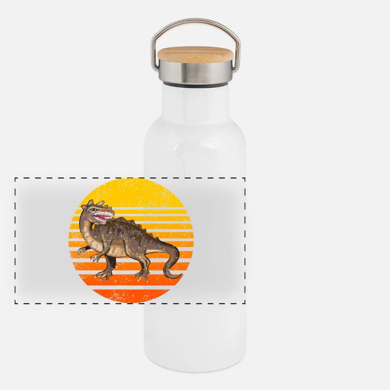 Dinosaur Sunset Design Panoramic Thermal Bottle with Bamboo Lid